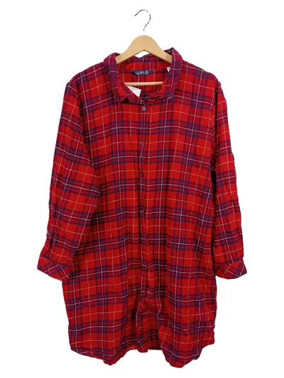 Tchibo Damen Freizeithemd Kariert Rot Gr. 44/XXL Langarm Casual