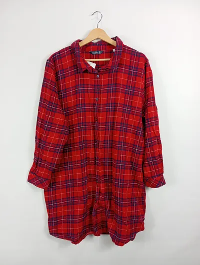 Tchibo Damen Freizeithemd Kariert Rot Gr. 44/XXL Langarm Casual