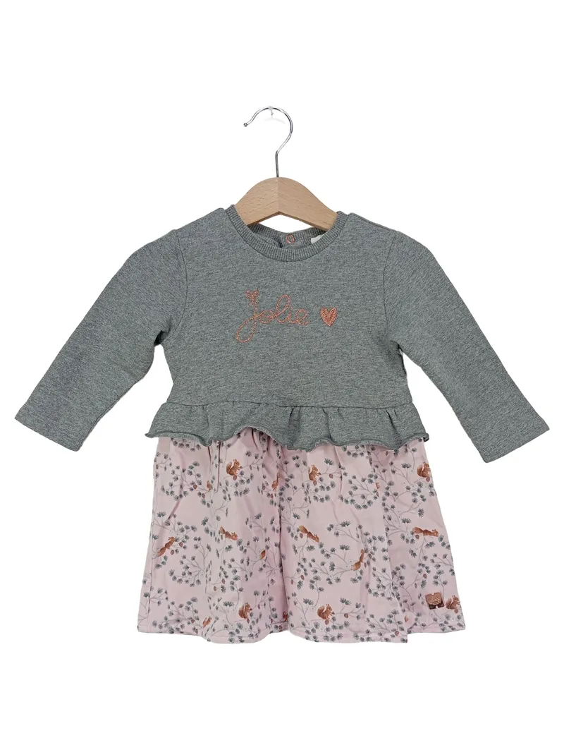 CARREMENT BEAU Kinder Freizeitkleid Gr. 71/74 Rosa Blumenmuster Rüschen 1