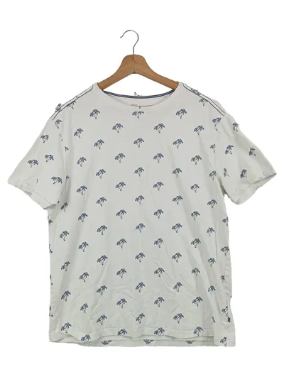 TOM TOMPSON Damen T-Shirt Gr. 40/L Weiß Casual Grafisches Muster Kurzarm