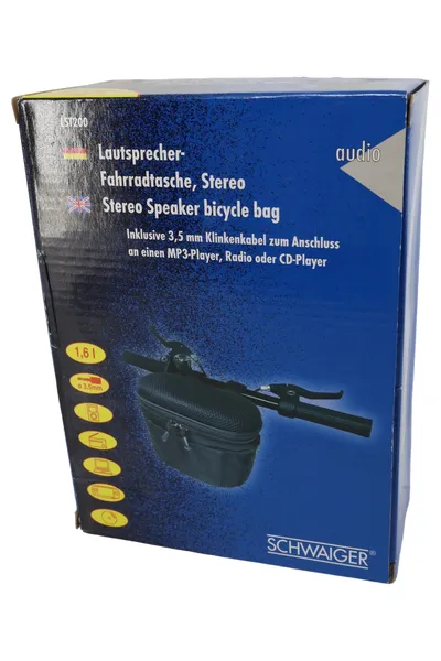 SCHWAIGER LST200 Stereo Lautsprecher Fahrradtasche Schwarz Lenkertasche