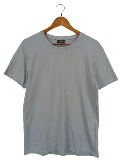 SMOG Damen T-Shirt Gr. 40/L Grau Casual Rippstrick Slim Fit