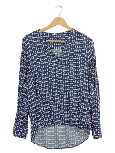 PUC Damen Bluse Langarm Blau Punkte Gr. 38 Viskose Casual