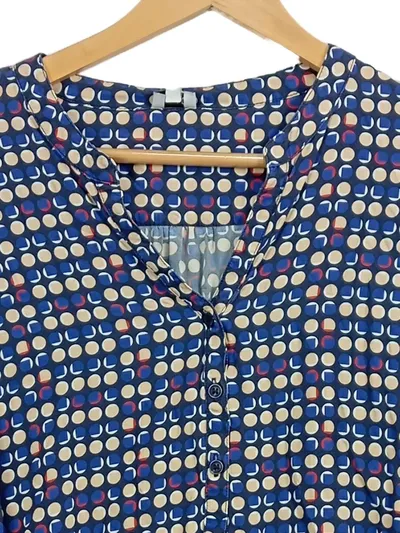 PUC Damen Bluse Langarm Blau Punkte Gr. 38 Viskose Casual