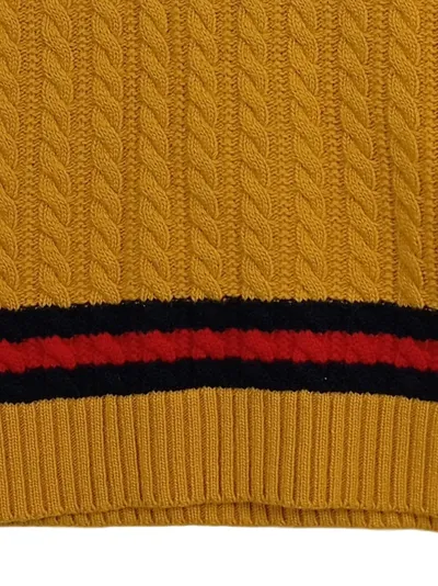 Gucci Kinder Pullunder Gr. 8/128 Gelb Wolle Zopfmuster V-Ausschnitt