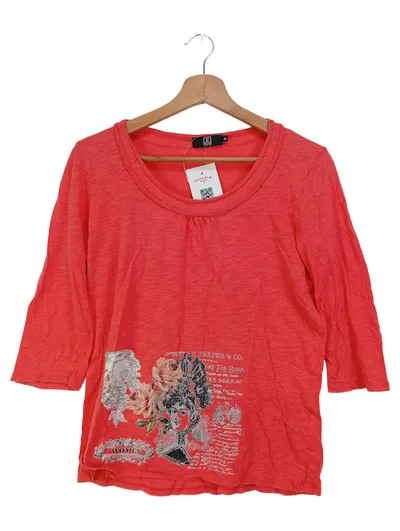 JETTE Damen Langarmshirt Gr. 40/M Rot Casual Blumen Print