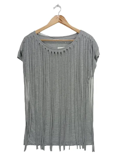 Filling Pieces Damen Top Gr. 38;M Grau Streetwear Cut-Outs Polyester Viskose