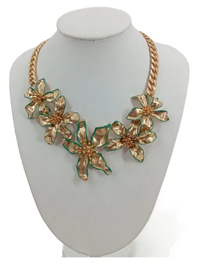 LOOKS by Wolfgang Joop Damen Halskette Blumen Gold Emaille 46cm Elegant