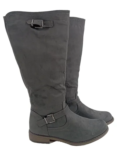 Fitters Footwear Damen Stiefel Gr. 44 Grau Wildlederoptik Schnallen