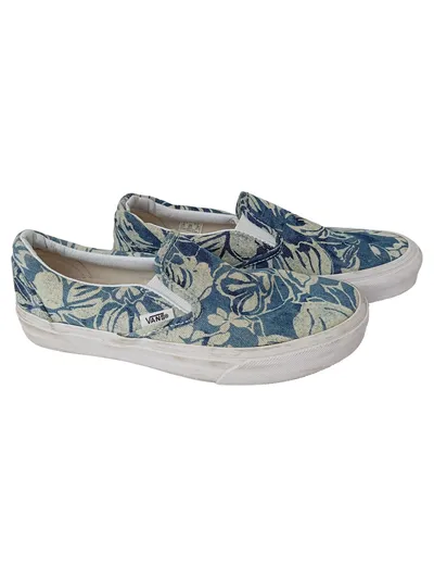 VANS Damen Sneaker low Gr. 36 Blau Blumenmuster Slip-On Freizeitschuh