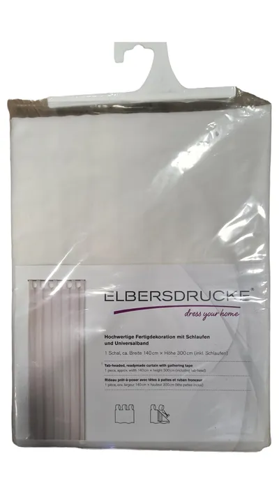 ELBERSDRUCKE Schal Vorhang Schlaufen Universalband Gestreift Beige 140x300