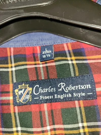 Charles Robertson Herren Freizeithemd Kariert Rot Gr. 50/L Baumwolle