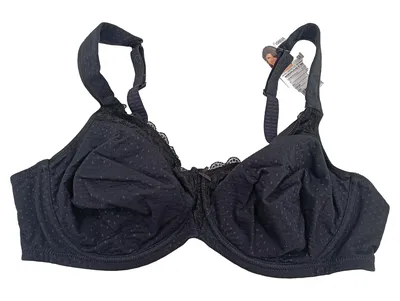 VIANIA! Damen BH 100C Schwarz Komfortabel mit Spitze Punkte Muster