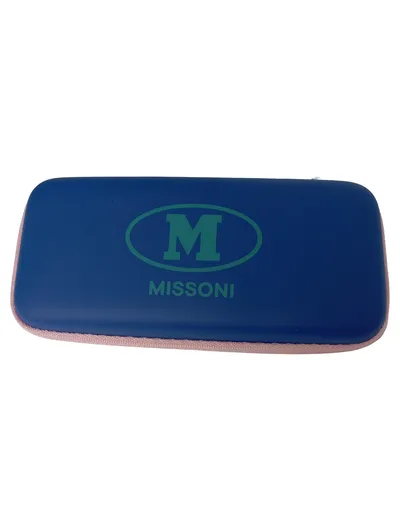 M MISSONI Brillenetui Damen Blau Logo-Print Hardcase Schutzhülle
