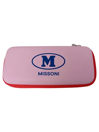 M MISSONI Brillenetui Damen Rosa Logo-Print Etui Schutzhülle
