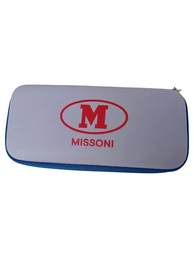 M MISSONI Brillenetui Damen Blau Logo-Print