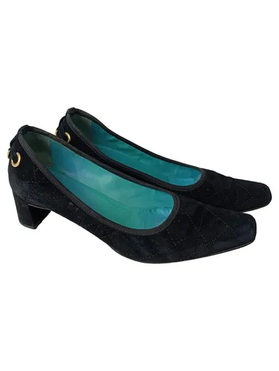 GERO Damen Pumps Gr. 39 Schwarz Wildleder Elegant Blockabsatz