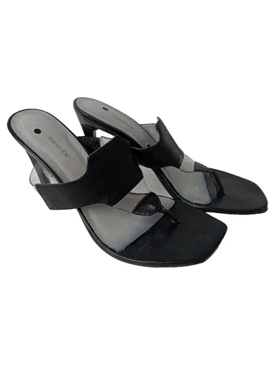 BRONX Damen Pantoletten Gr. 38 Schwarz Elegant Klassisch Absatz 10 cm