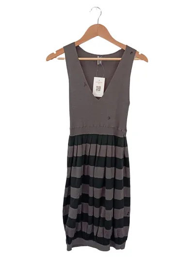 JEAN PAUL GAULTIER Damen Strickkleid Gr. 38/M Grau Gestreift Wolle Elegant