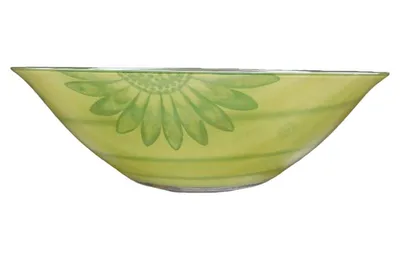 ARC Glasschale Grün Blumenmuster 28 cm Dekoschale Modern Alltag