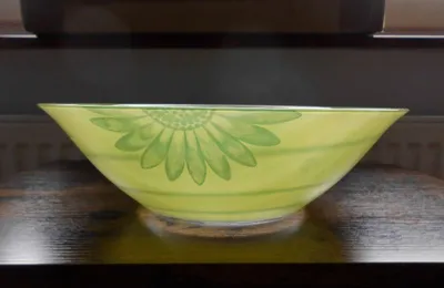 ARC Glasschale Grün Blumenmuster 28 cm Dekoschale Modern Alltag