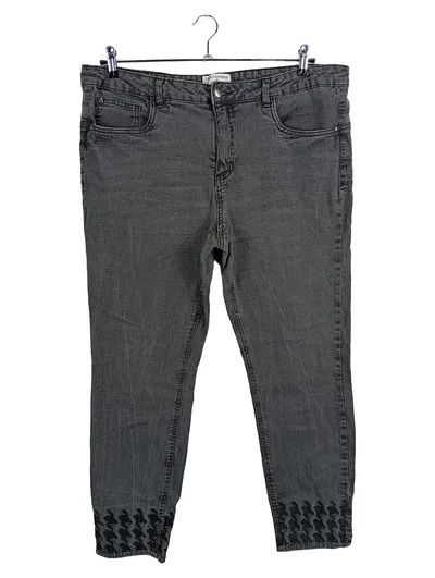 RICK CARDONA Damen Jeans Regular Fit W40/50 Grau Casual Bestickt
