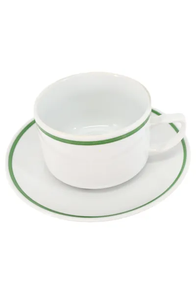 KAHLA Tasse Unterteller Porzellan Weiß Grün Klassisch Elegant Vintage