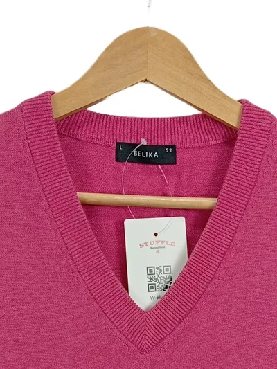 Belika Pullunder Herren Strickweste V-Ausschnitt Baumwolle Pink Gr. 52 XL