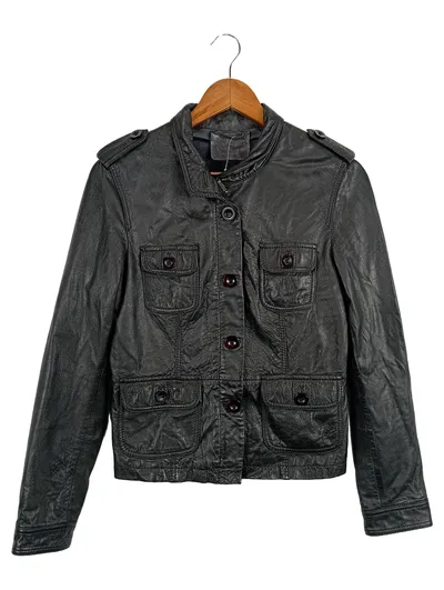 Oakwood Damen Lederjacke Gr. 38/M Schwarz Klassisch Vintage