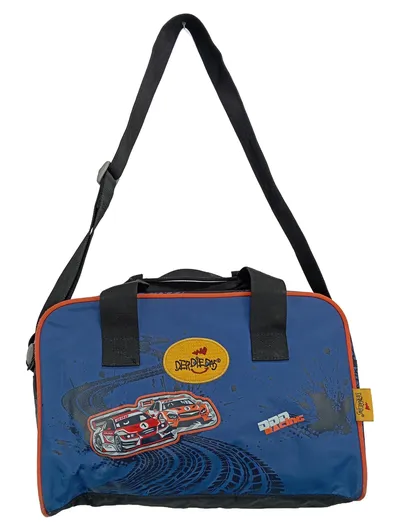 DERDIEDAS Kinder Sporttasche Blau Grafisch Rennwagen Reisetasche 33cm