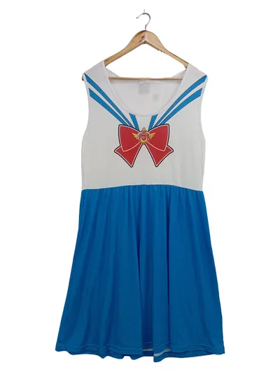 Sailor Moon Kostüm Kleid Damen XXL Cosplay Anime Verkleidung Blau Weiß
