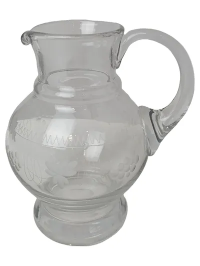 EISCH Krug Glaskrug Transparent Elegant 18 cm mit Blumenmuster Karaffe