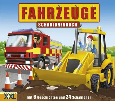XXL Medien Schablone Fahrzeuge Schablonenbuch Kinder Mehrfarbig 24 Schablonen