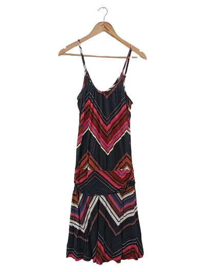 LASCANA Sommerkleid Damen 36/S Mehrfarbig Grafisch Bohemian Viskose Trägerkleid