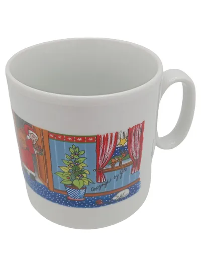 Rösler Weihnachtstasse Porzellan Weiß Weihnachtsmann Motiv Becher 1 Teil