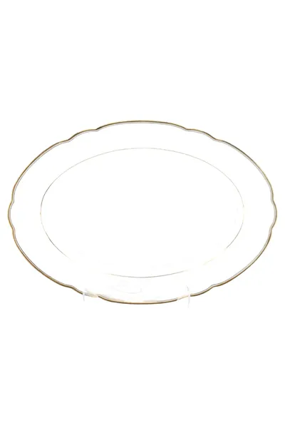 ZEH SCHERZER Servierteller Porzellan Weiß Klassisch Oval Goldrand 36x37cm