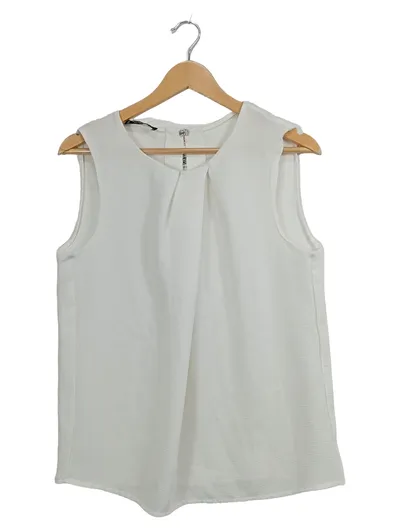 Mango Basics Damen Bluse Gr. M Weiß Ärmellos Elegant Büro Top