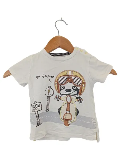 PRIMIGI Kinder T-Shirt Gr. 86 Beige Faultier Motiv Casual Baumwolle