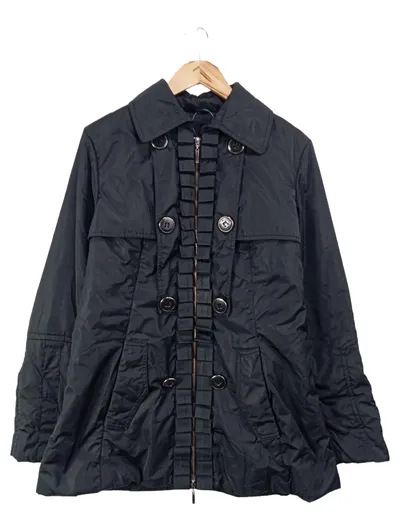 BIBA Damen Bomberjacke Gr. 40/M Schwarz Elegant Vintage Rüschen Gesteppt
