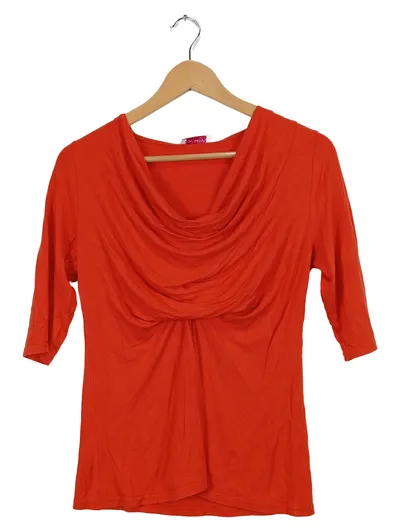 ORSAY Damen Langarmshirt Orange Wasserfallausschnitt 3/4-Arm Gr. M