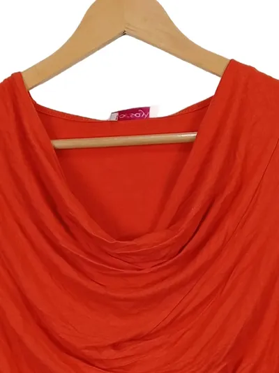 ORSAY Damen Langarmshirt Orange Wasserfallausschnitt 3/4-Arm Gr. M