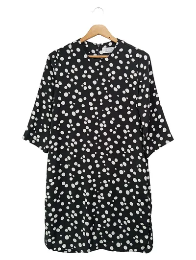 & OTHER STORIES Blusenkleid Damen Gr. 34/XS Schwarz Punkte Elegant Midi