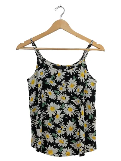 Cotton On Top Camisole Damen Gr. 34/XS Schwarz Blumenmuster Sommer Trägertop