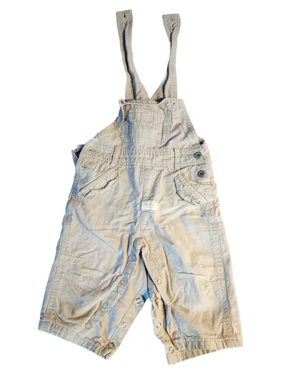 NAME IT Baby Latzhose Jungen Gr. 68 Beige Baumwolle Teddybär