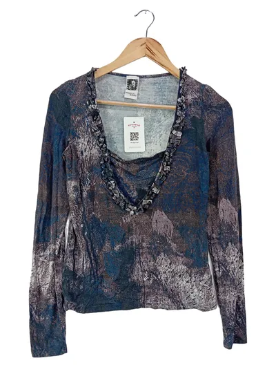 MARIELLA ROSATI Langarmshirt Damen 36/S Mehrfarbig Casual Modern Rüschen
