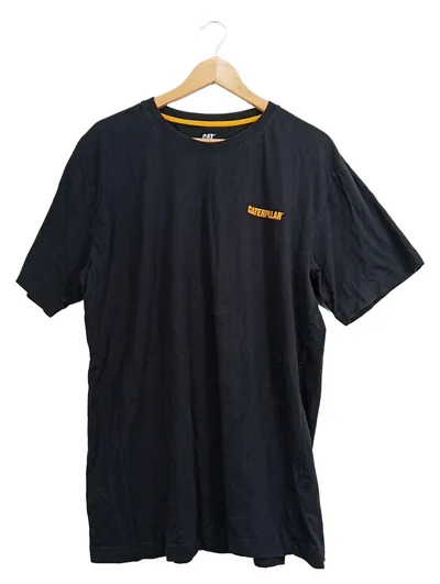 CAT Caterpillar T-Shirt Herren XXL Schwarz Logo Baumwolle Casual