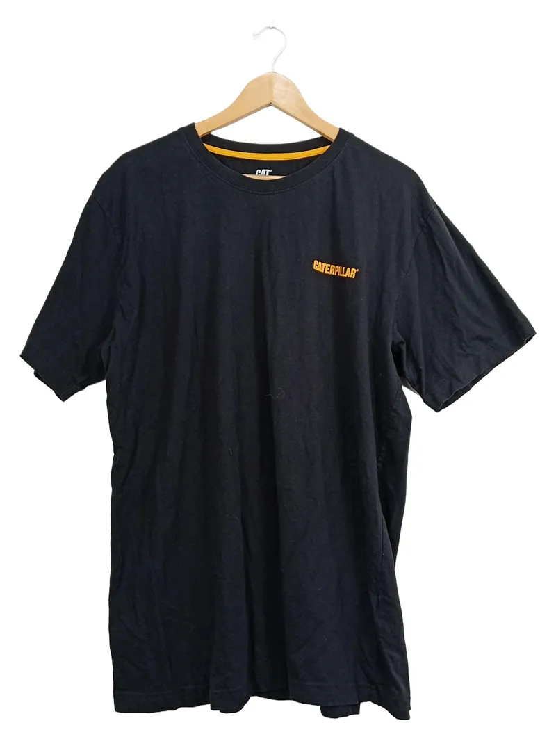 CAT Caterpillar T-Shirt Herren XXL Schwarz Logo Baumwolle Casual 1