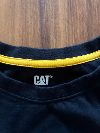 CAT Caterpillar T-Shirt Herren XXL Schwarz Logo Baumwolle Casual
