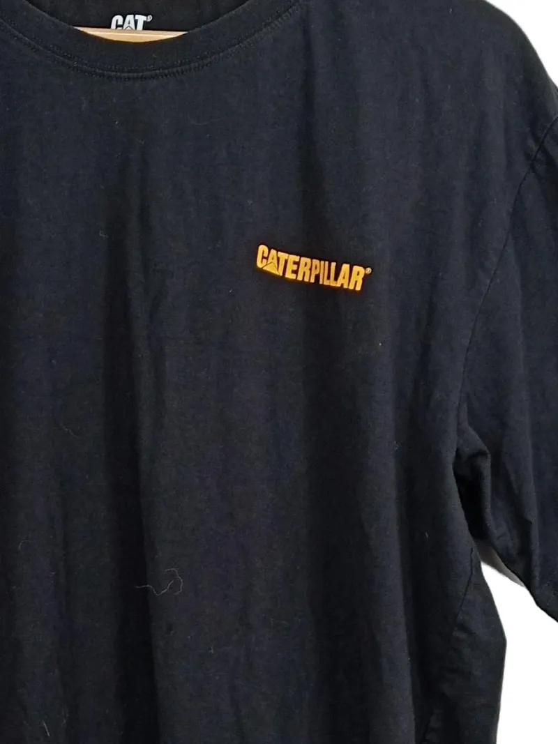 CAT Caterpillar T-Shirt Herren XXL Schwarz Logo Baumwolle Casual 3