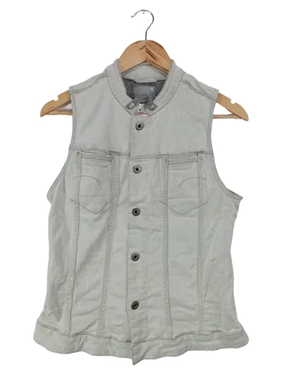 G-STAR RAW Damen Leichte Weste Gr. 40/L Grau Casual Jeansweste